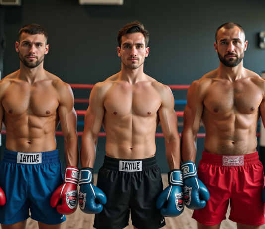 Les catégories de la boxe : guide exhaustif pour les néophytes Trois boxeurs de différentes catégories avec physiques variés dans un gymnase