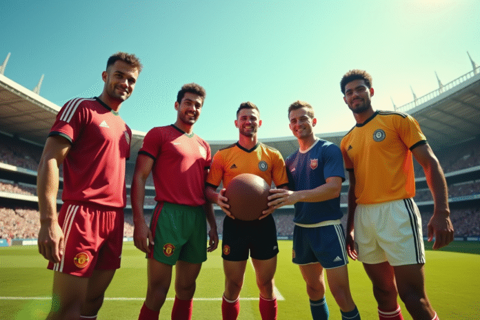 Cinq légendes du football sur le terrain en kits iconiques