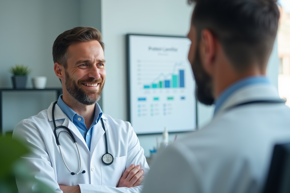 Consultation médicale avec un patient et un docteur en clinique moderne