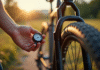 Vérification de la pression des pneus de VTT en extérieur