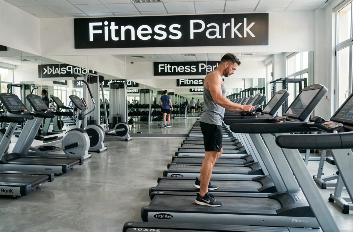Salle de sport Fitness Park à Aix-en-Provence avec équipements cardio modernes et sol en béton poli