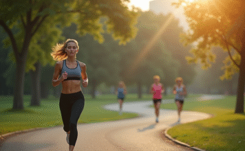 Exercices cardio : Quel est le plus efficace pour brûler les graisses ? Femme sportive courant dans un parc urbain au matin