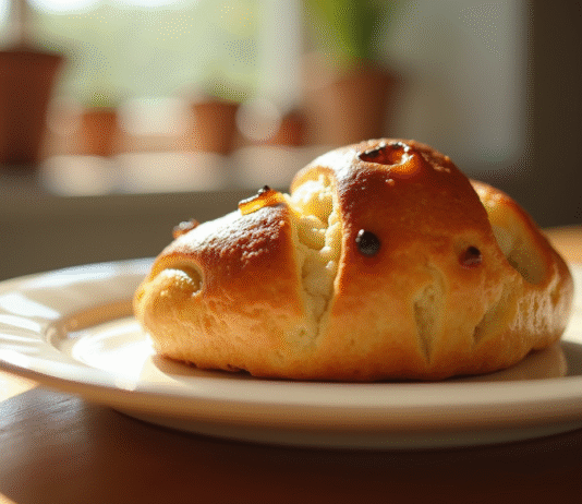 Pain aux raisins : conseils pour déguster sans culpabilité Pain aux raisins doré sur une assiette en céramique lumière naturelle